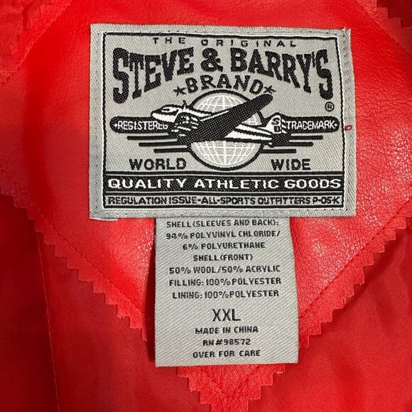 NWT Steve & Barry’s University Sportswear Varsity Jacket XXL Red/ Ivory "Cocks" - Picture 11 of 15